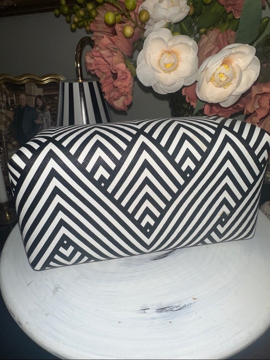 Dabney Lee Black and White Zebra Zigzag Cosmetic Bag NWOT - Picture 4 of 10